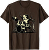Retro Drummer Guinea Pig Lover Rock Design Guinea Pig Drummer Rock Drummer Guinea Pig Playing Drums T-Shirt - Brown