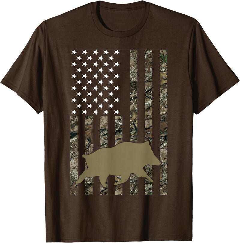 Hunting By Design Tee Company Hog Hunting Shirts for Men Women Wild Boar Pig Hunter T-Shirt - Brown