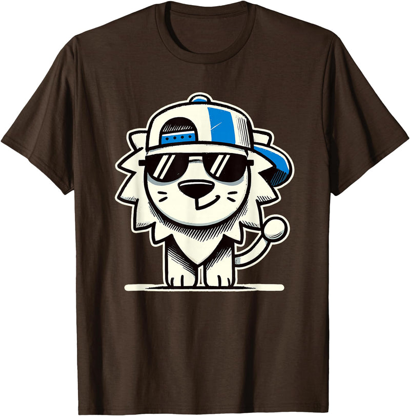Nerrrdy Lion Hipster Men Women Kids Boys Girls Funny Lion T-Shirt - Brown