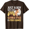 Guinea Pig Gifts for Gamer Co. Just a Boy Who Loves Guinea Pigs and Video Games Gaming T-Shirt - Brown