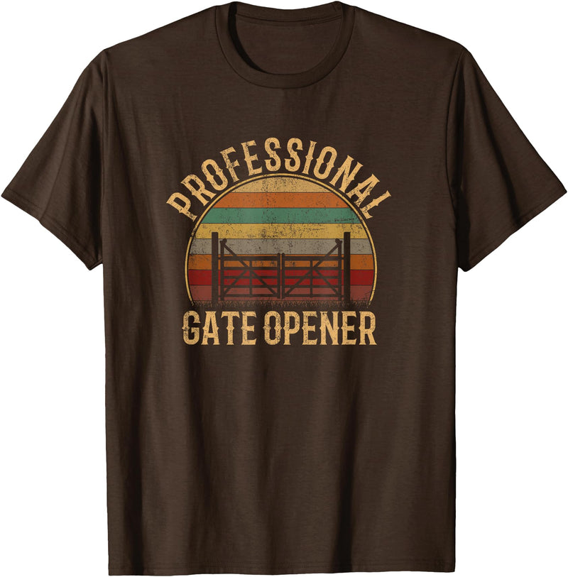 cow apparel professional gate opener, cow Gate opener T-Shirt - Brown