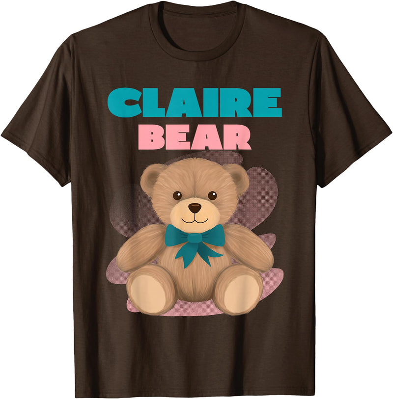 TheNiftyStitches CLAIRE Bear T-Shirt - Women's Black Cartoon Bear T-Shirt - Small - Short Sleeve - Classic Fit - All Seasons - Brown