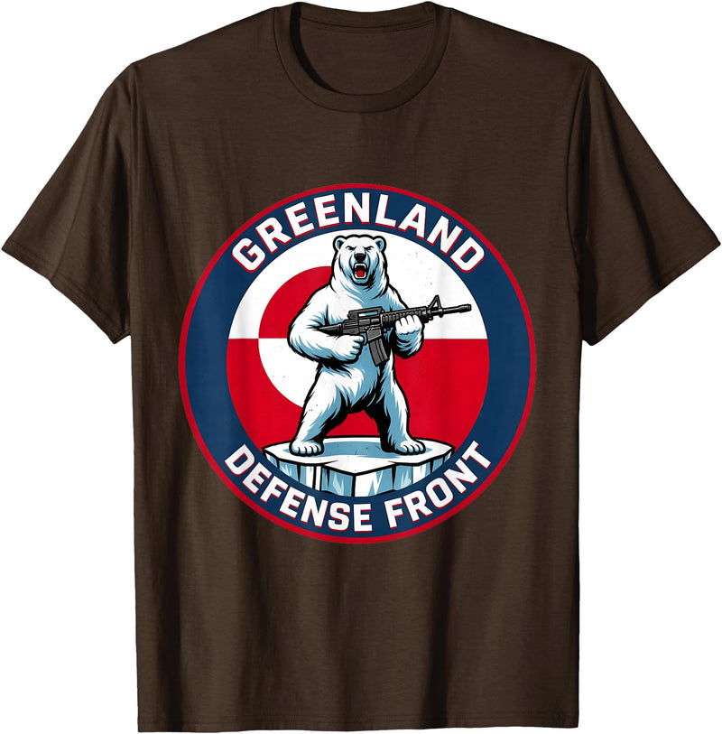 Greenland Lover Stuff Greenland Defense Front Polar Bear Greenland is not for Sale T-Shirt - Brown