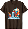 Cute Winter Penguin Polar Bear Humor Funny Penguin Teaching Polar Bear Winter T-Shirt - Brown