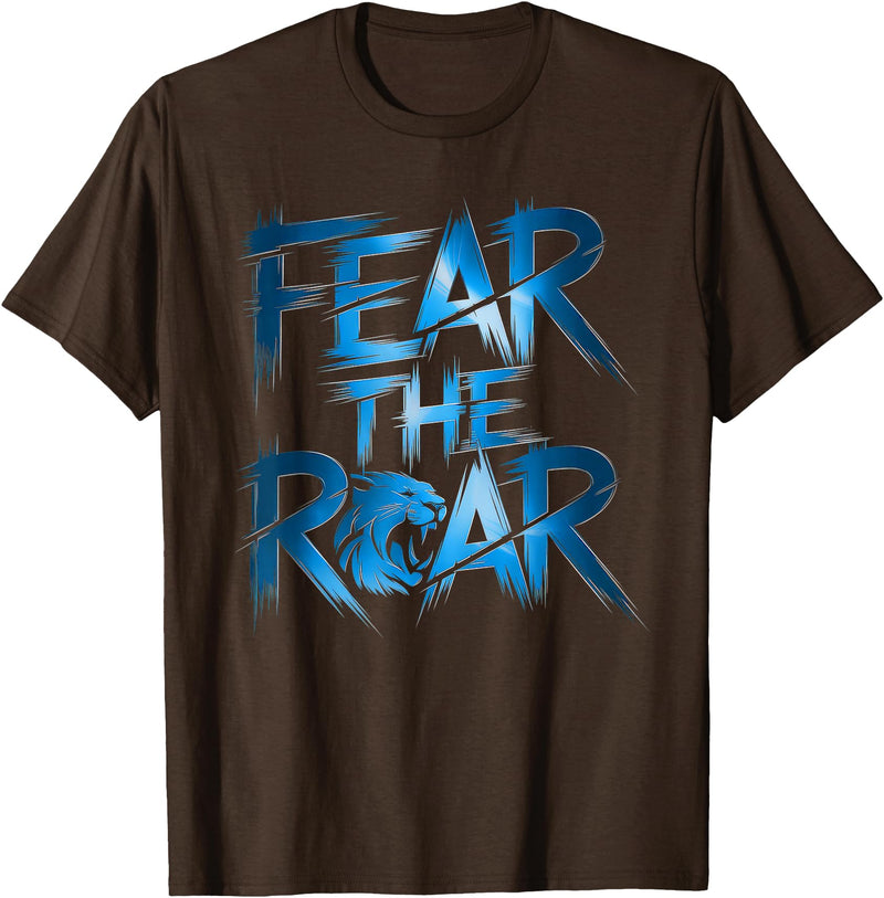 Lions Tshirt Men Women Blue Animal School Sport Fan Lion T-Shirt - Brown
