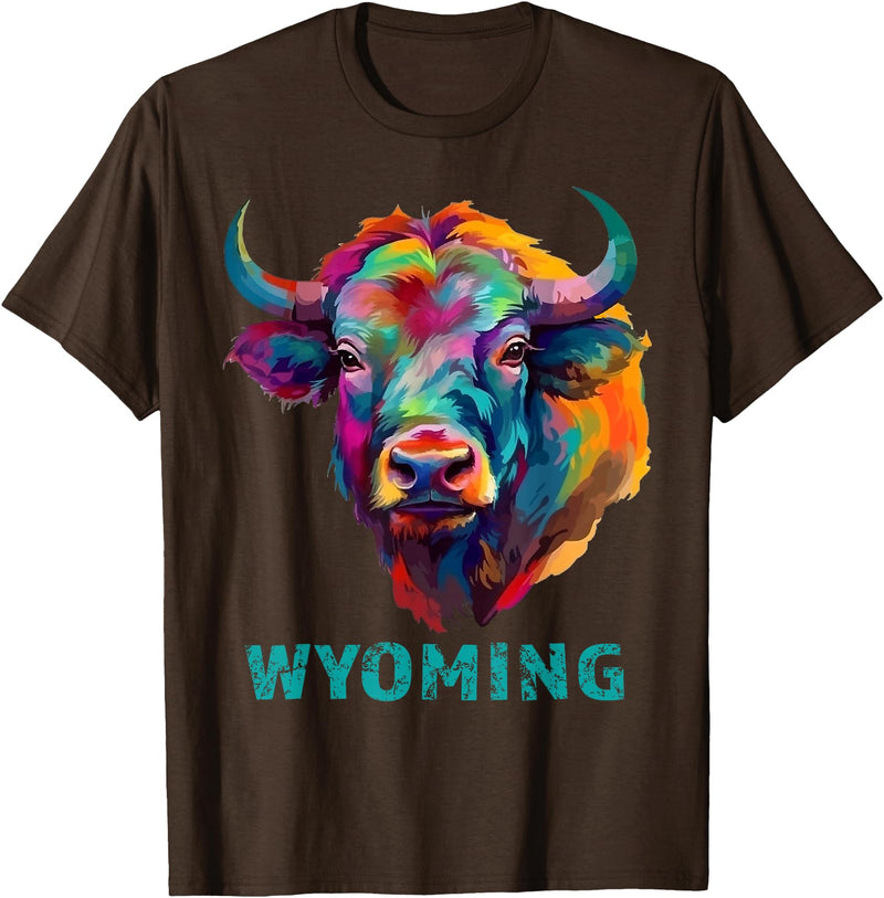 Love Wyoming Accessories, Apparel and Home Decor Wyoming American Bison Lover Buffalo for Men Women Souvenir T-Shirt - Brown