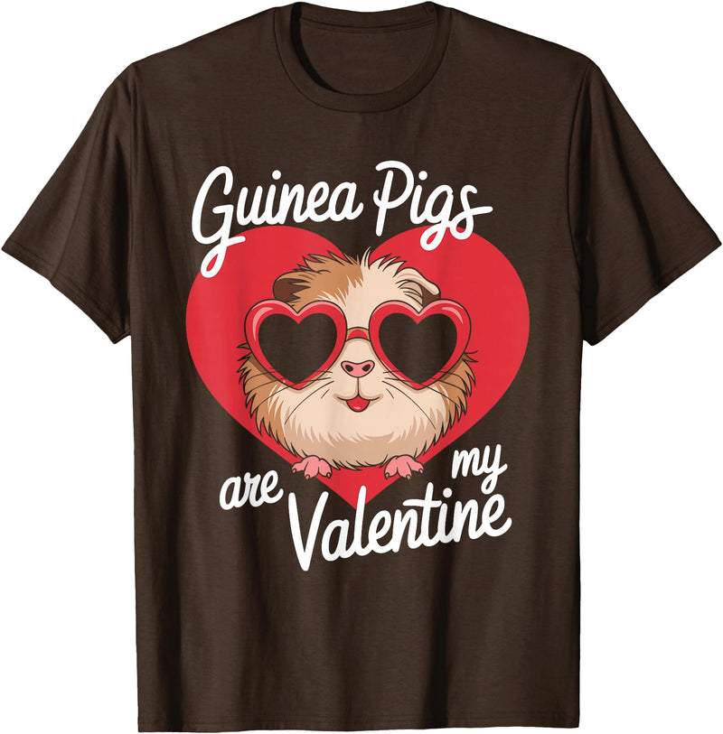 Funny Guinea Pig Lover Apparel for Kids Women Guinea Pigs Are My Valentine Cute Rodent Valentines Day T-Shirt - Brown
