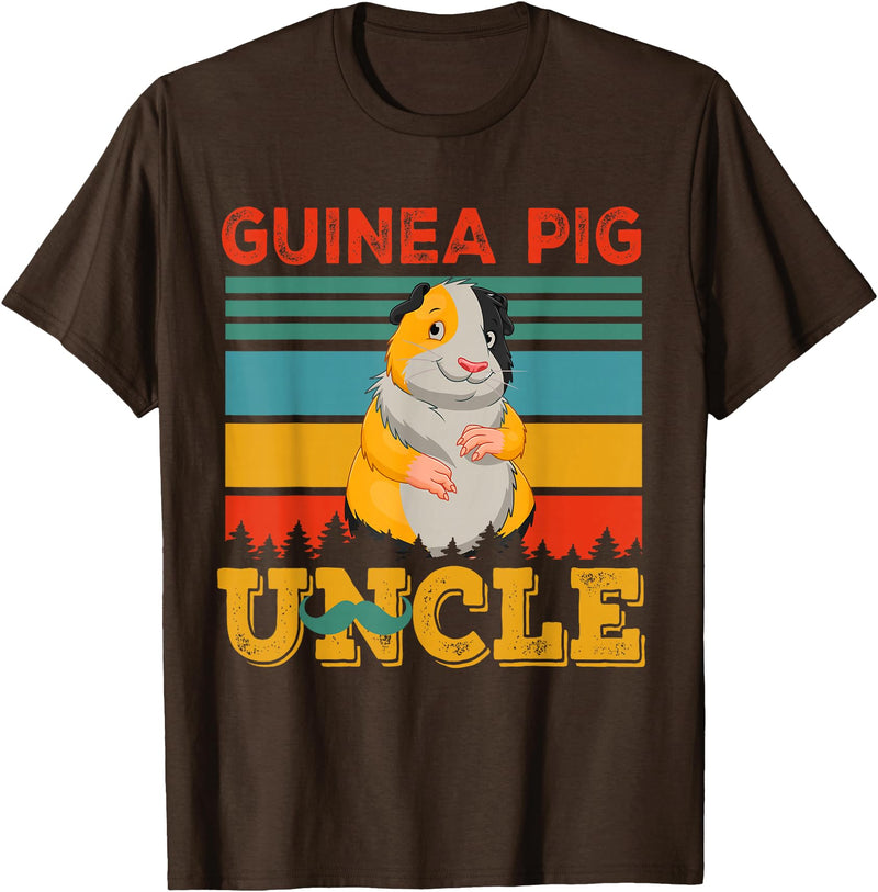 Rodent Father's Day Costume Vintage Retro Guinea Pig Uncle Matching Rodent Lover Family T-Shirt - Brown