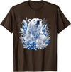 Arctic Polar Bear Crystal Flowers Nature Majestic Arctic Polar Bear with Ice Flowers Fantasy T-Shirt - Brown
