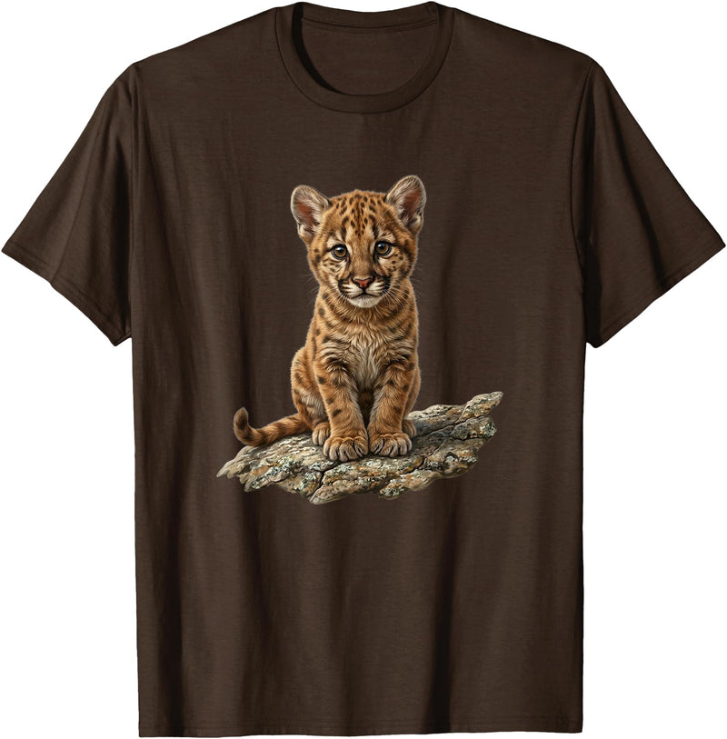 Cute Cougar & Mountain Lion Apparel Cute Mountain Lion Cub Cougar T-Shirt - Brown