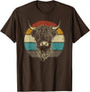 Scottish Highland Cow Lovers men woman kids Scottish Highland Cow Cattle Hairy Cow Retro for Cow Lovers T-Shirt - Brown
