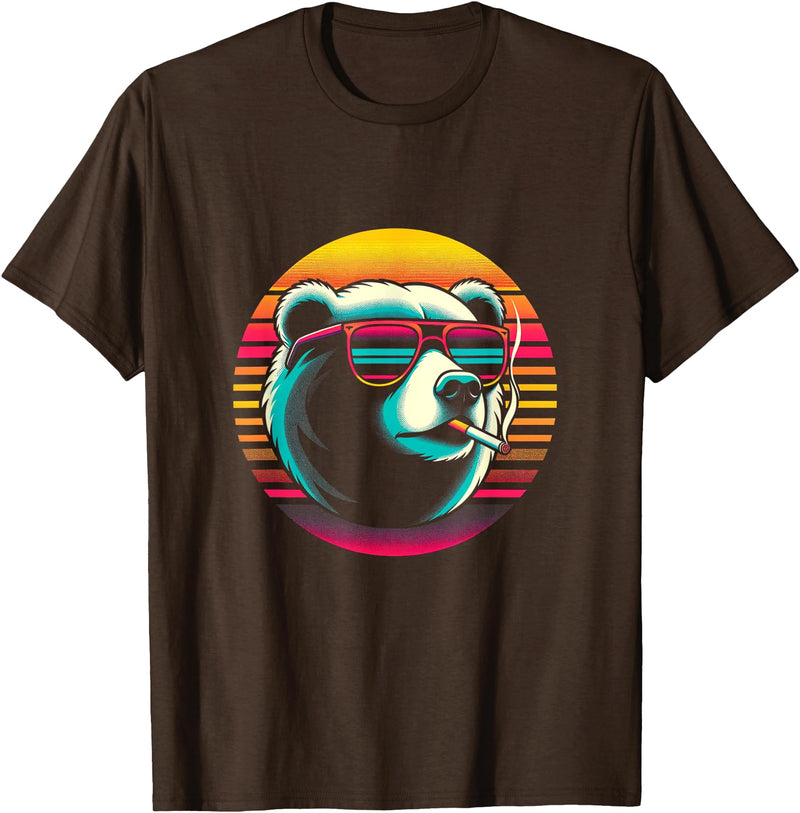 SmkngAnmls from Maria Casual Bear Smoking Cigarette T-Shirt - Brown