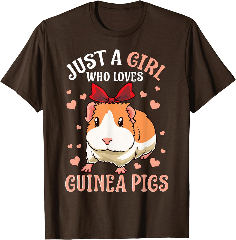 Cute Guinea Pig Co. Just A Girl Who Loves Guinea Pigs Lover Mom Girls Cavy T-Shirt - Brown
