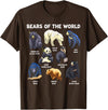 GoshWow Bears of The World Kawaii Types of Bears Wildlife Zoo Bear T-Shirt - Brown