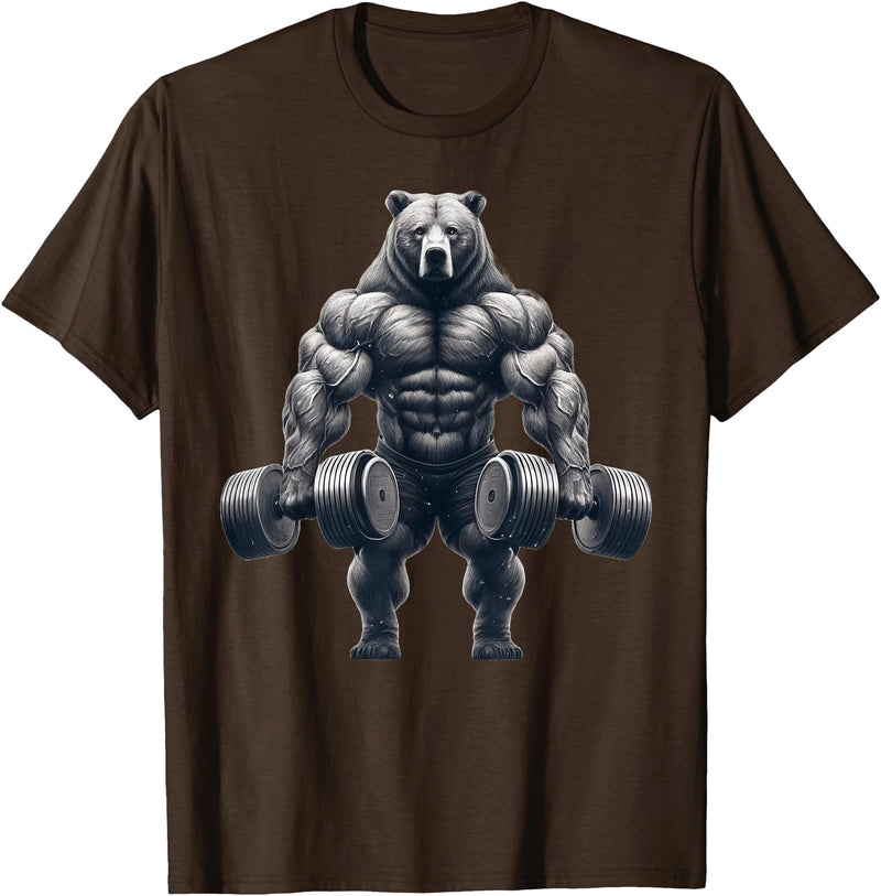 Bear Powerlifting Weightlifting Gym Apparel Bear Powerlifting Weightlifting Gym Workout T-Shirt - Brown