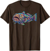 Abstract Ocean Art Stargazer Fish Deep Sea Aquarium Bottom Dweller T-Shirt - Brown