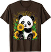 Panda Lover Gift Co. Panda Bear with Sunflowers, Panda Bear T-Shirt - Brown