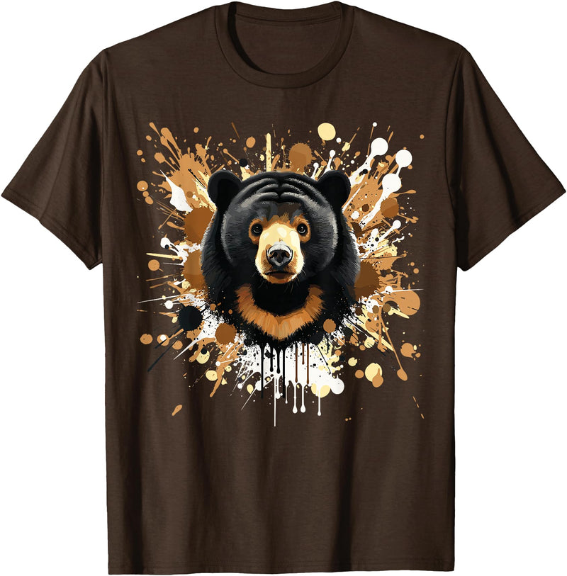 Sun Bear by AKH Sun Bear Splatter Art, Sun Bear Illustration, Sun Bear T-Shirt - Brown