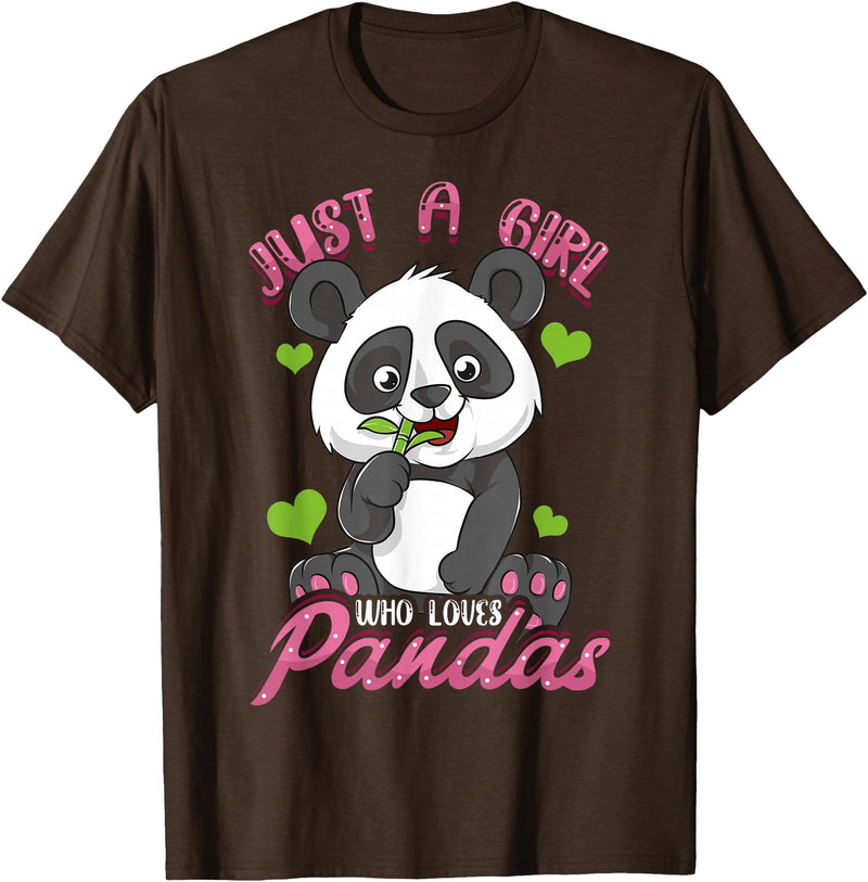 Panda Shirt & Tees Just A Girl Who Loves Pandas Shirt for Girls T-Shirt - Brown