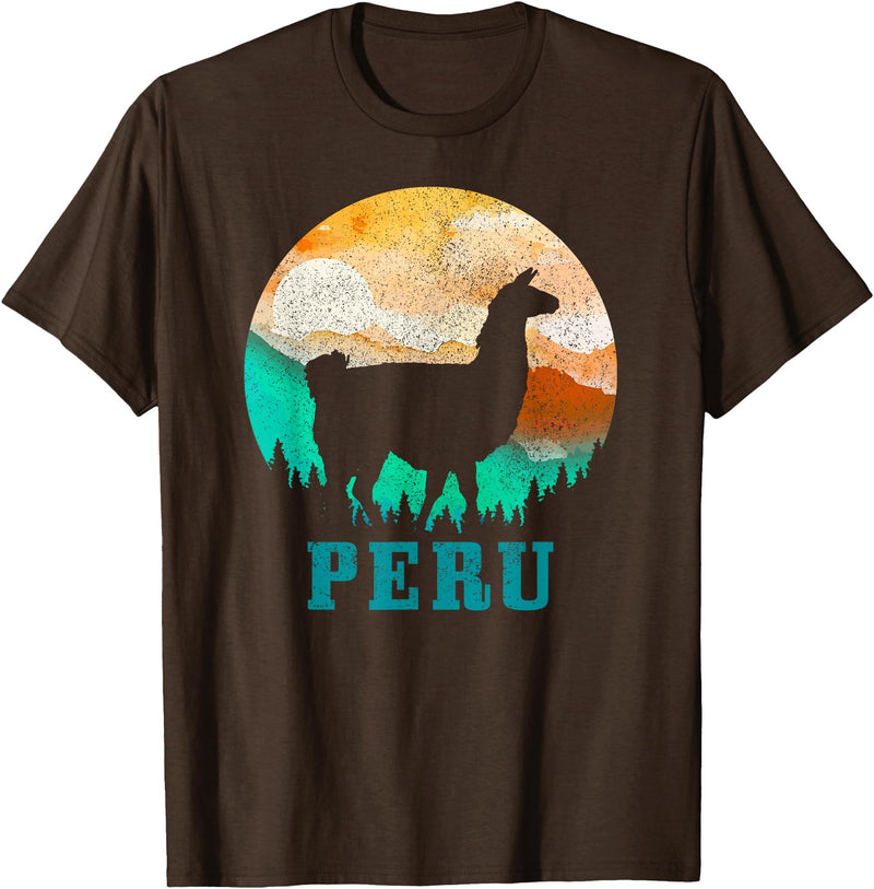 Peru Apparel Co. Peru Llama Alpaca Peruvian Roots Pride Vintage Peru T-Shirt - Brown