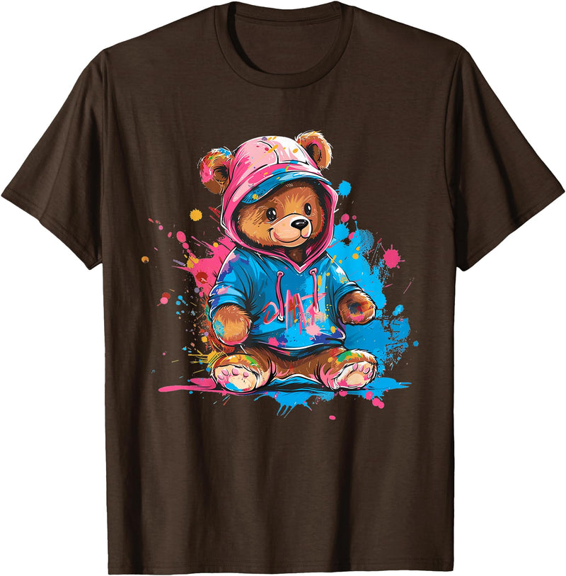 Teddy Bear Colorful Men WomenDesigns Hip Hop Colorful Teddy Bear Men Women Kids T-Shirt - Brown