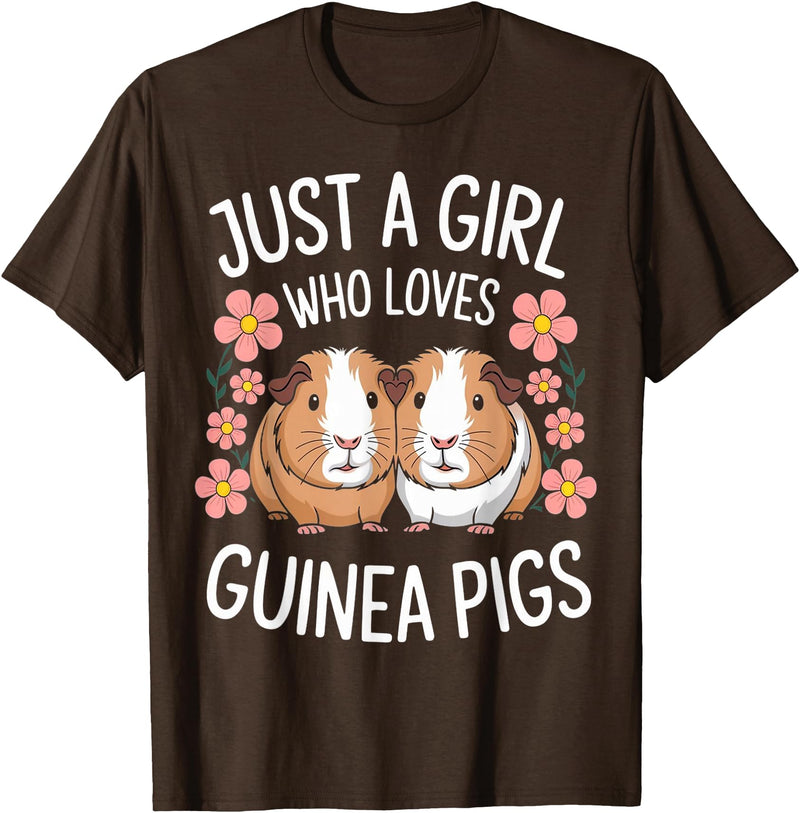 Just a Girl Who Loves Guinea Pigs Guinea Pig For Girls Teenagers Guinea Pigs Adoption T-Shirt - Brown