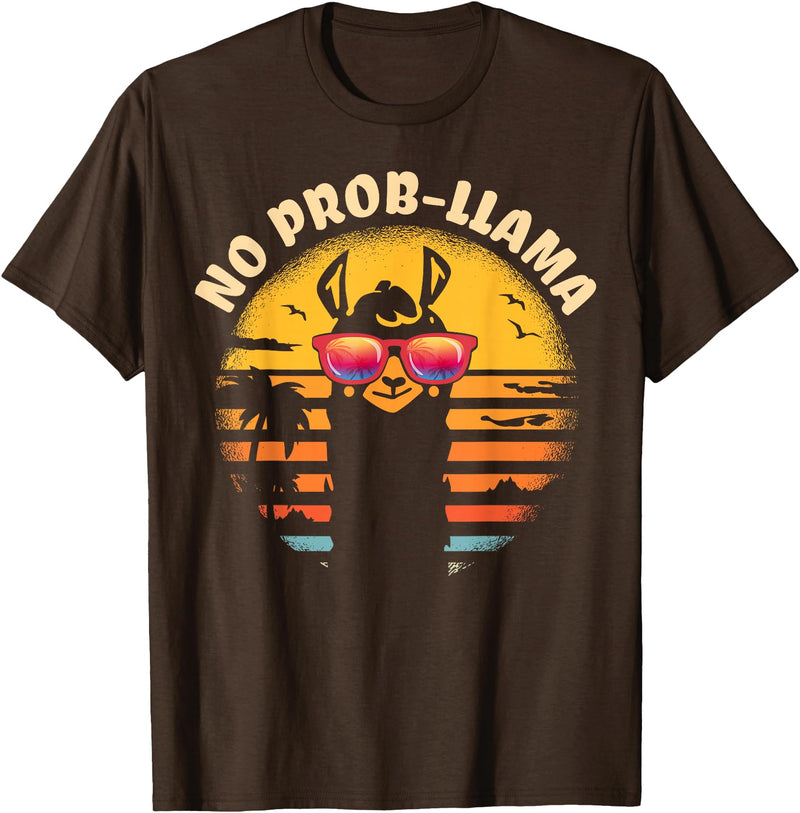 Retro No Prob-Llama & Alpaca Lover Gifts Retro NO Prob-Llama Gift - Vintage Llama Alpaca T-Shirt - Brown