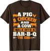 Funny BBQ Shirts A Pig A Chicken And A Cow - Grilling BBQ Lover Barbecue T-Shirt - Brown
