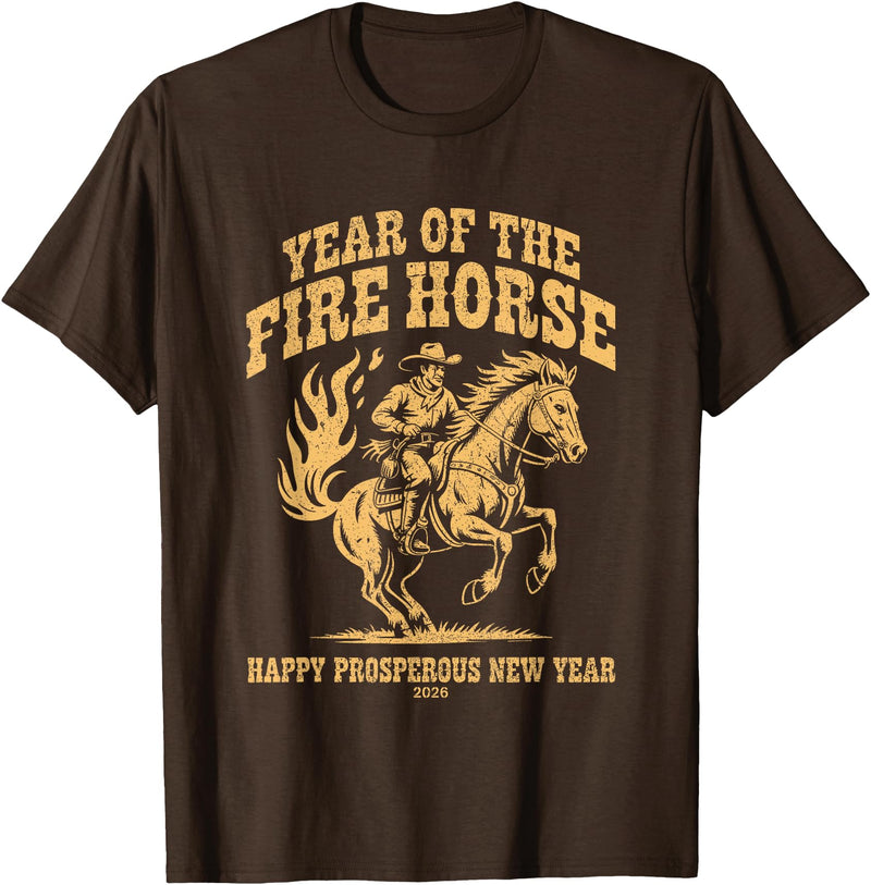 FireHorse Fest Year of The Fire Horse 2026 Western T-Shirt - Brown