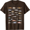 Botanical Chart Apparel Co. Vintage Fish Identification Chart Fishing T-Shirt Small - Brown