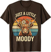 Just A Little Moody Funny Cow Tee Highland Cow Vintage Flower Funny Farm Farmer T-Shirt - Brown