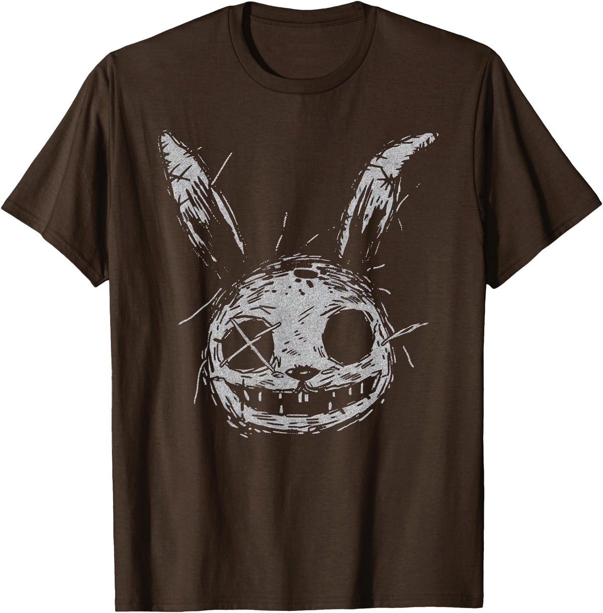 Evil Scary Bunny Rabbit Alt Goth Grunge Horror Aesthetic T-Shirt in Brown