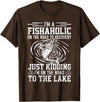 Funny Fishing Lover Gift for Fisherman Funny Fish-Aholic On The Road To The Lake Fishing Fisherman T-Shirt - Brown