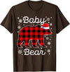 Bear Christmas Pajamas Family Tee Baby Bear Christmas Pajamas Red Plaid Buffalo Family T-Shirt - Brown