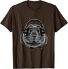 ROSS BOSS Funny Guinea Pig Graphic Tees Guinea Pig Shirt Headphones T-Shirt - Brown