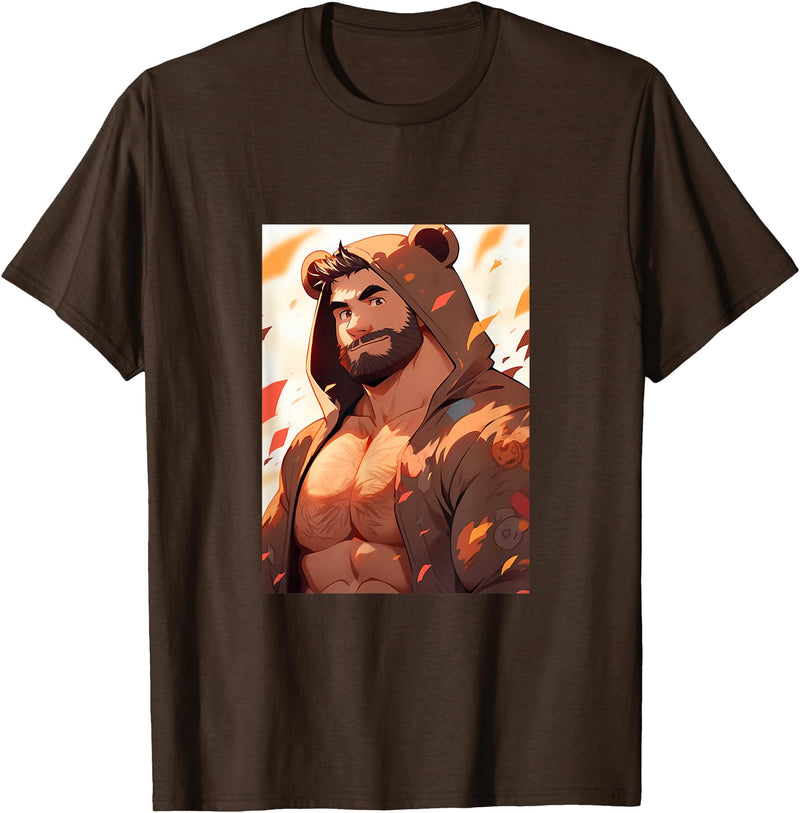 Gay Bear Abstract Art - Muscle Jock Daddy Hunk Gay Muscle Daddy Bear Art Pride Bear Brotherhood - LGBTQ T-Shirt - Brown