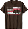 Pig Hog Farm Farmer 4th of July Shirt American Flag America T-Shirt - Brown