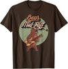 Vintage Retro Rock and Roll graphic design Apparel ' Bear Mid-Riff ' funny novelty pun on bare midriff vintage T-Shirt - Brown