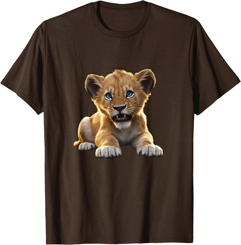 Lion Cubs Cute Lion Shirt Lions Lovers Gifts Lion Cub Angry Lion Lovers Lion Shirt Boys Girls Male Lions T-Shirt - Brown