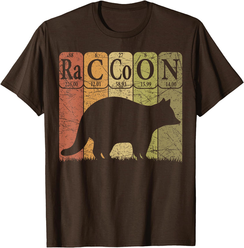 Raccoon Periodic Chemistry Elements Retro Racoon Raccoon Periodic Table Elements Racoon Nerd Vintage T-Shirt - Brown