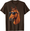 Cowboy Cowgirl Sunglasses Equestrian Rider Girl Horse Sunglasses Horse Riding T-Shirt - Brown