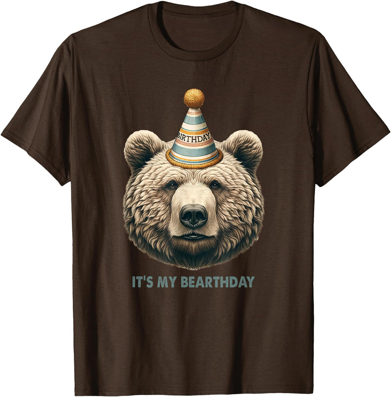 Love bears bear mom bear dad Funny Hiking Camping Birthday It's My Birthday Cute Grizzly T-Shirt - Brown