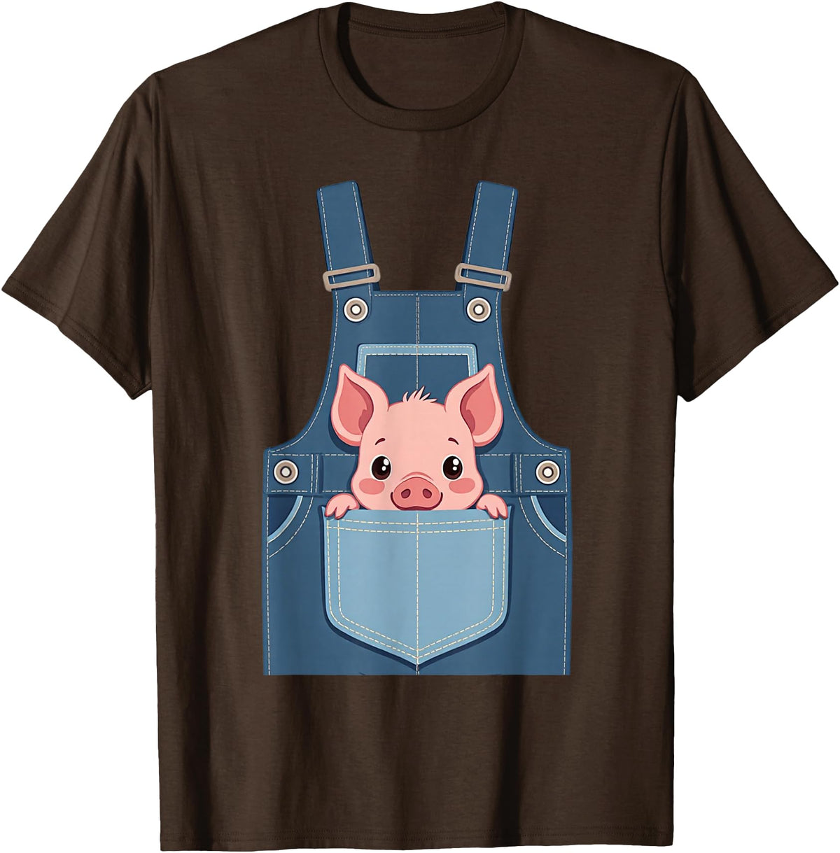 Pig Farm Animal Costumes Pig Costume - Funny Farmer, Pocket, Farm, Women, Men, Kids T-Shirt - Brown