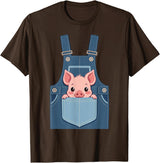 Pig Farm Animal Costumes Pig Costume - Funny Farmer, Pocket, Farm, Women, Men, Kids T-Shirt - Brown