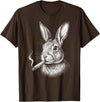 Smoking Rabbit Cigarette Bunny Funny Meme Stupid Brainrot T-Shirt in Brown