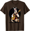 Music Lovers Alpaca Llama playing Guitar Llama playing Electric Guitar, Llama Guitarist T-Shirt - Brown
