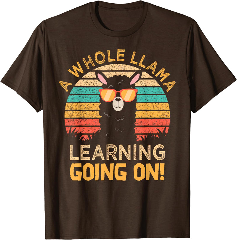 Students & Teachers Designs. A Whole Llama Learning Going on! Students and Teachers T-Shirt - Brown