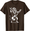 Funny Guitar Lion Lovers Costume for Guitarist Rock n Roll Lion Playing Guitar Funny Men Women Lion T-Shirt - Brown
