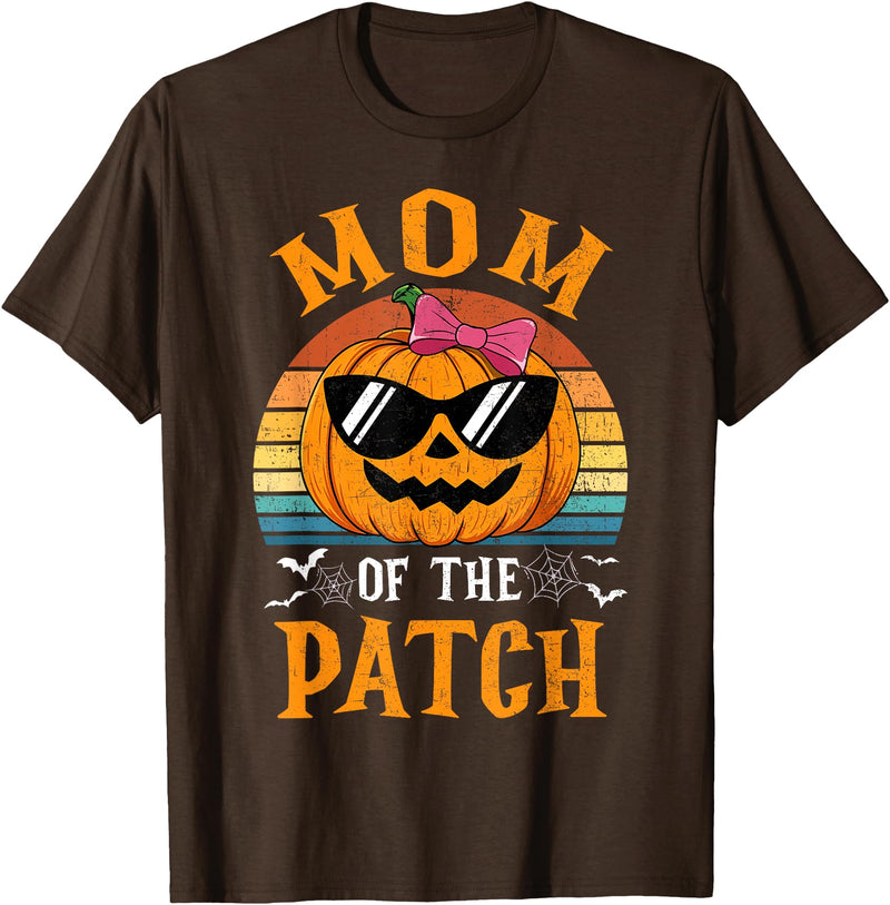 Halloween Pumpkin Patch Family Group Matching Pumpkin Mom Of The Patch Halloween Costume Family T-Shirt - Brown