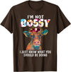Funny Heifer Cow Lover hme Cute Heifer Flowers Cow Lover Women Funny I Am Not Bossy T-Shirt - Brown
